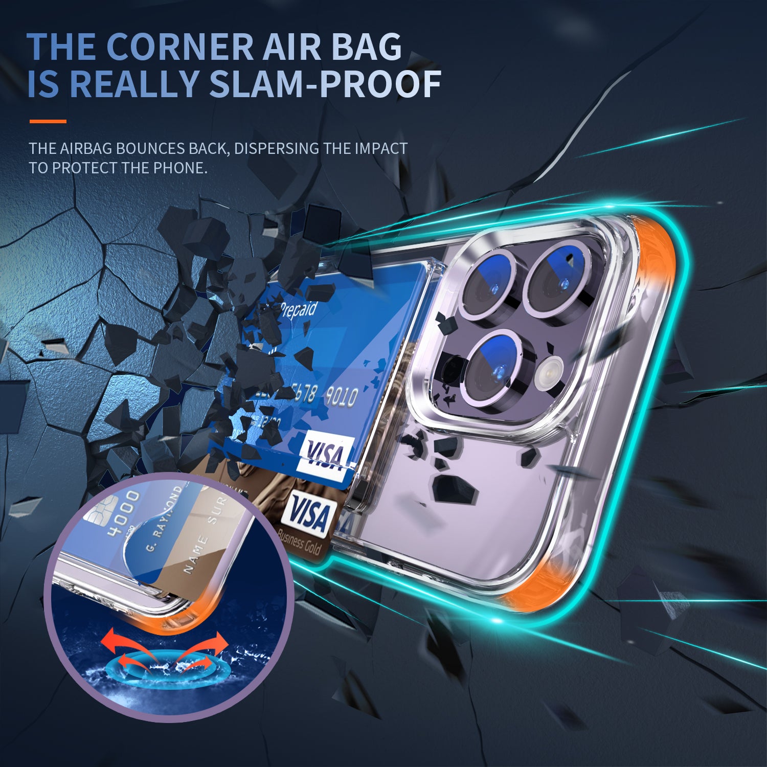 For iPhone 13 Pro Max Card Holder Clear Phone Case Anti-drop Corner TPU + Acrylic Cover For iPhone 13 Pro Max Card Holder Clear Phone Case Anti-drop Corner TPU + Acrylic Cover